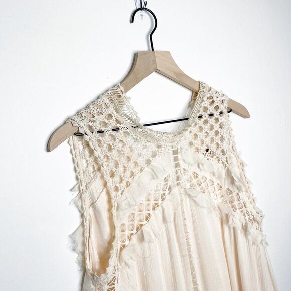 Free People FP One Ma Jolie Crochet High Neck Boho Mini Dress Blush Pink Size S - Picture 4 of 7